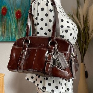 Coach brown patent leather purse